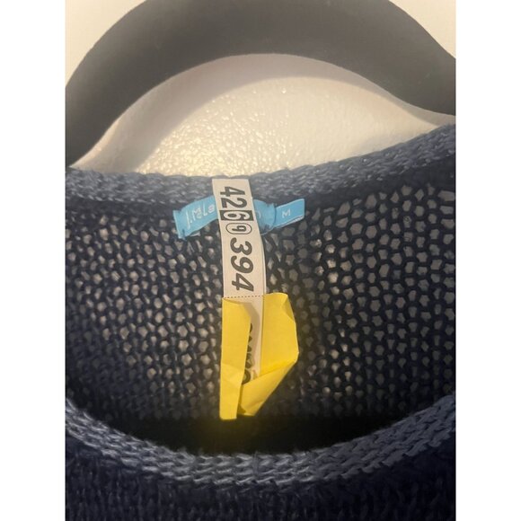 J. McLaughlin Navy Blue Open Knit Sweater Women's Size Medium Excellent very gen - Picture 4 of 6